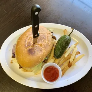 Milanesa Torta with French Fries.