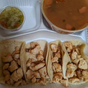Taco plate with bean soup
