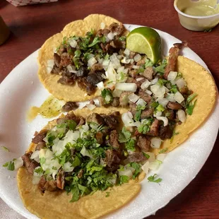 Beef tacos x3.  Yum
