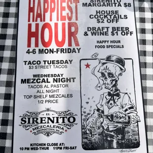 a poster for the happiest hour