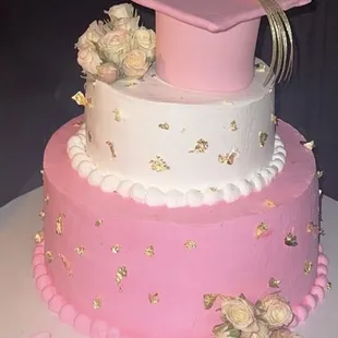 Two tier marble cake with fresh strawberry filling