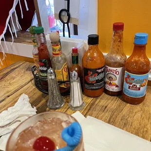 Hot sauces on my table