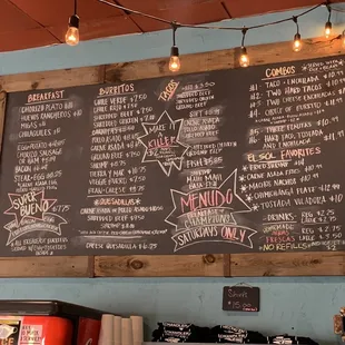 Huge chalk wall menu