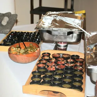 Individually set up salsa bar.