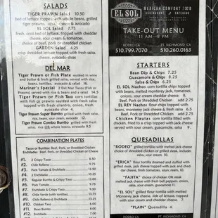 a menu for a restaurant