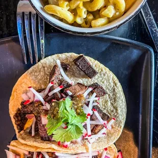 Suadero Tacos and mac &amp; cheese