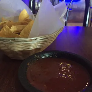 Complimentary chips and salsa.....remember if the salsa and chips is good your food is gonna be great