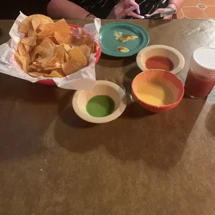 Queso and salsa. An important part of this nutritious meal.