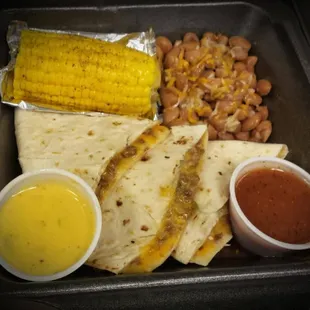 a plate of mexican food