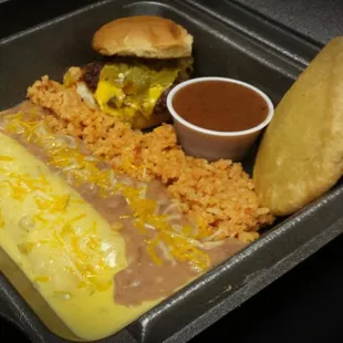 a tray of mexican food