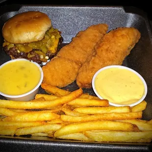 a chicken sandwich and fries
