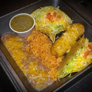 a plate of mexican food