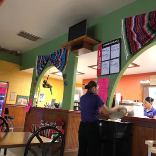 a woman in a mexican restaurant