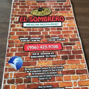 a menu for a mexican restaurant