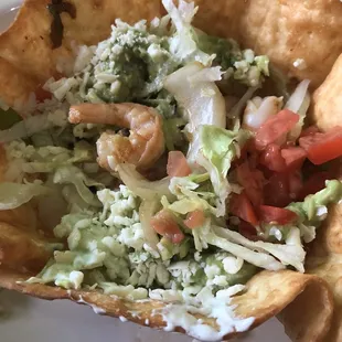 Shrimp taco salad.