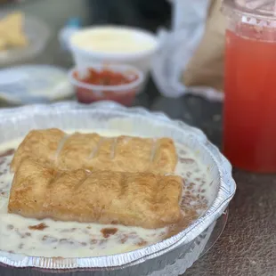 Chimichanga Dinner comes with two Chicken Chimichanga, Beans and side of lettuce, tomatoes, sour cream and guac.