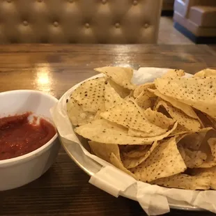 The complimentary chips and sulsa.