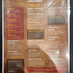 Lunch menu - 3/28/23