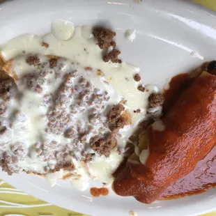 Enchilada and chili con queso