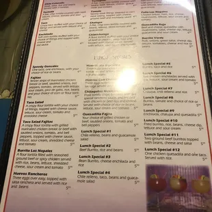 Lunch &amp; Dinner Menu (page 1)
