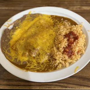 No. 11: Two Enchiladas with rice and beans