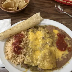#5 Two Enchiladas chili verde