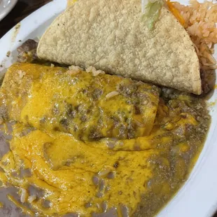 Lunch Special #1: Taco, Enchilada, Rice &amp; Beans