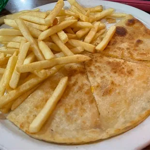 Half Quesadilla and Fries (from a la carte menu)