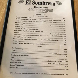 menu