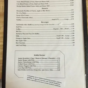 menu