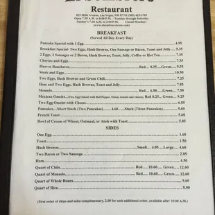 Breakfast Menu