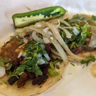Al Pastor and Cabeza Tacos