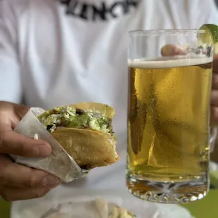 Beer and super taco