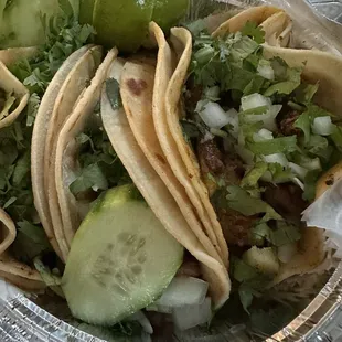 2 carne asada tacos &amp; 1 al pastor