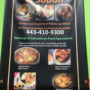 Soup options on their menu