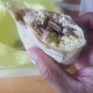 Egg/steak/potato burrito. Ehhhhhhh