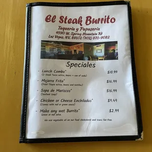 Menu cover