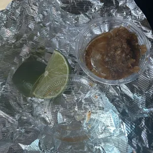 Red salsa and lime