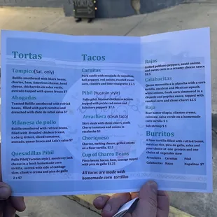 menu