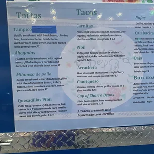 menu