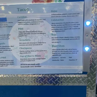 menu