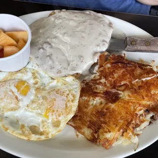 Chicken fried steak and eggs