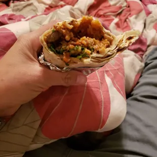 Super asada burrito with salsa roja