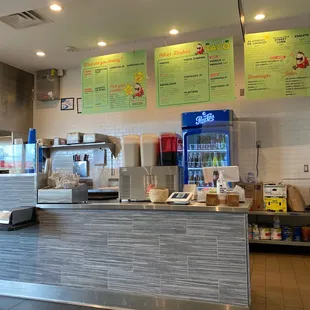 the counter and menus
