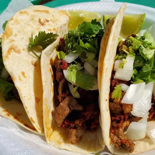 Chorizo-Campenchano and the Shredded Beef tacos