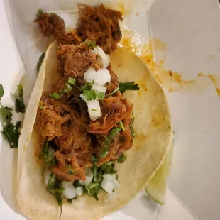 a close up of a taco