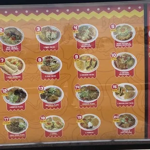 Current menu with prices