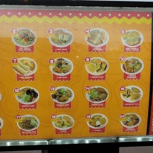 Drive thru menu