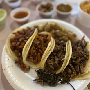 Carne asada and al pastor tacos