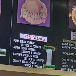 menu, tacos